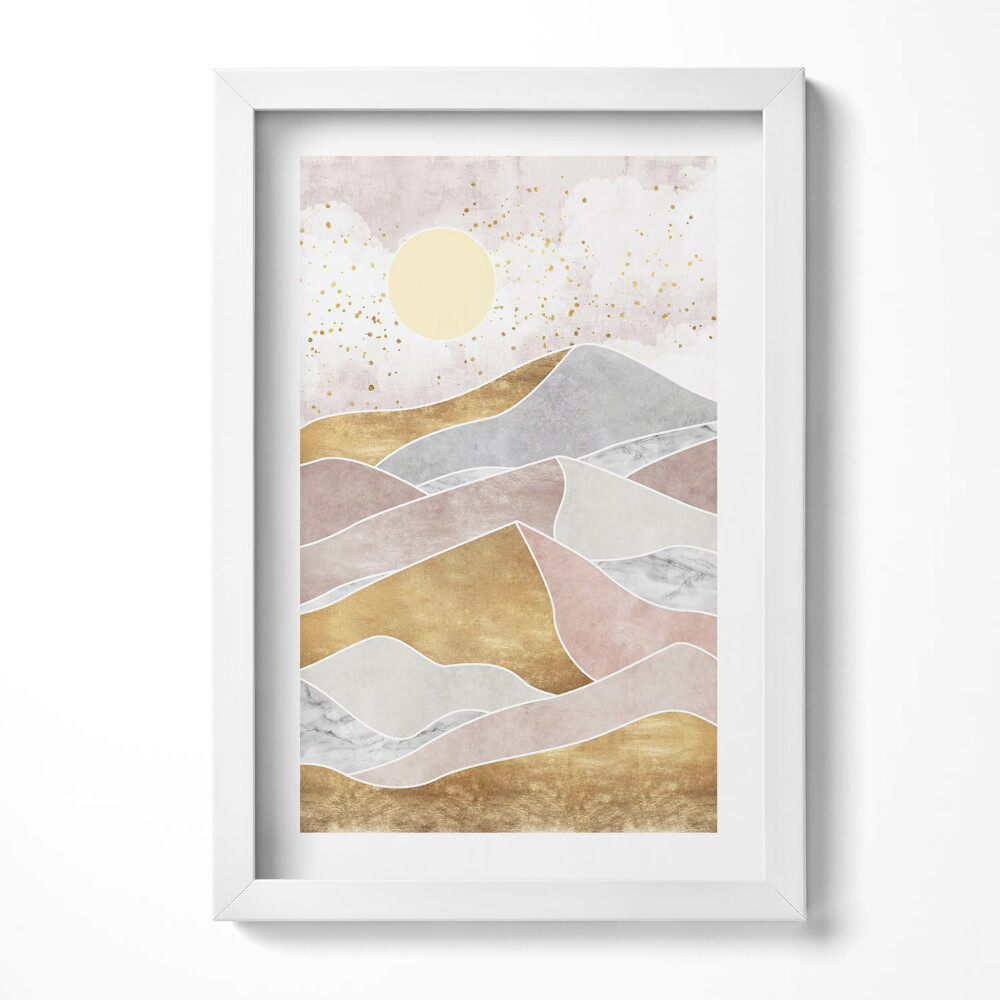 Obraz s rámem elegantní Abstraktní krajina pouště a slunce