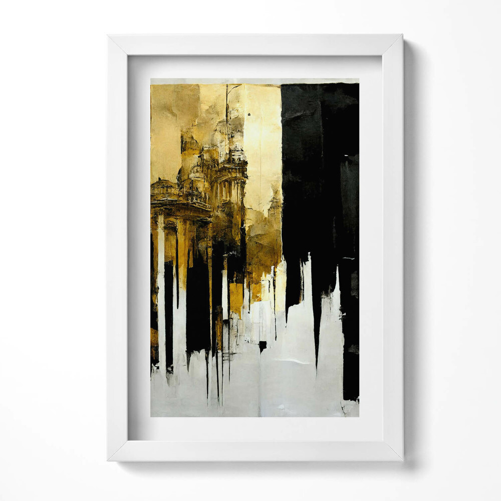 Obraz s rámem elegantní Abstraktní umění se zlatem