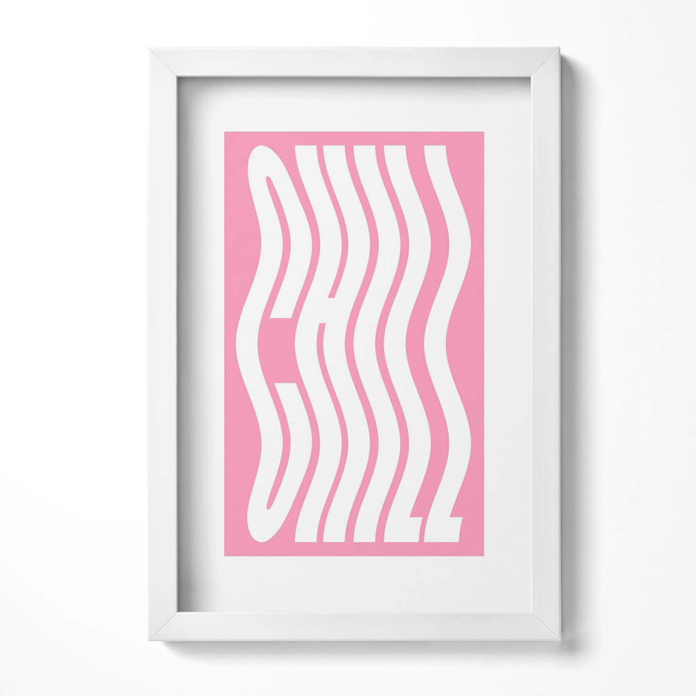 Obraz s rámem elegantní Vlnitý nápis "Chill".