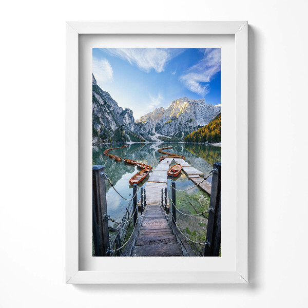 Obraz s rámem elegantní Lodě na horské jezero