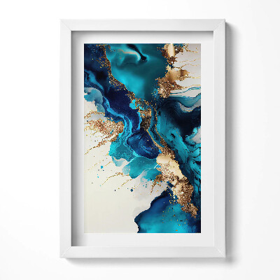 Obraz s rámem elegantní Tekutá abstrakce se zlatem