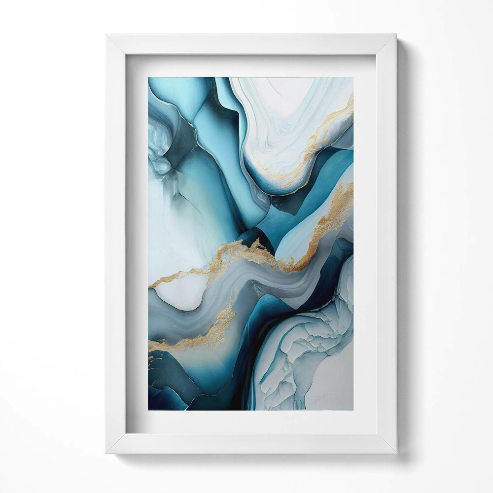 Obraz s rámem elegantní Tekutá mramorová textura se zlatem