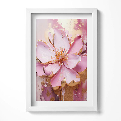 Obraz s rámem elegantní Romantická malovaná květina ve zlaté barvě