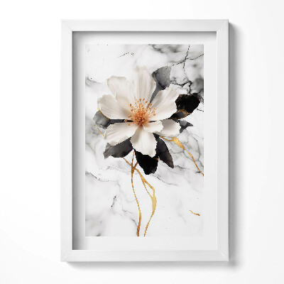 Obraz s rámem elegantní Mramorová kompozice s květinami