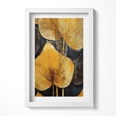 Obraz s rámem elegantní Zlaté glamour listy