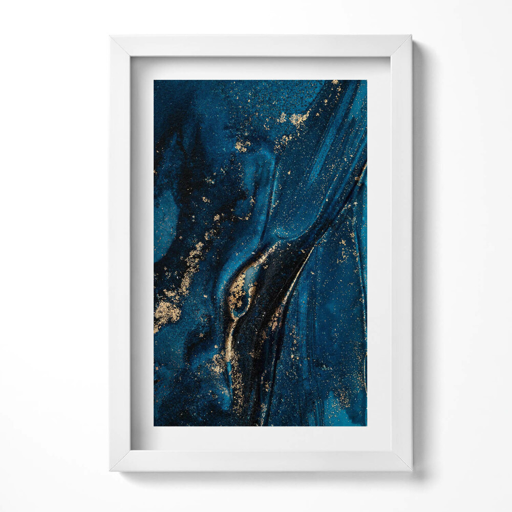 Obraz s rámem elegantní Tekutá abstrakce s částicemi zlata