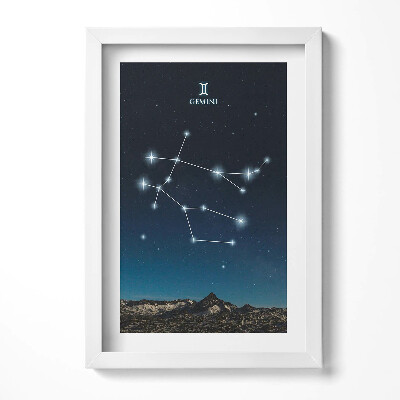 Obraz s rámem elegantní Zodiac souhvězdí Blíženci