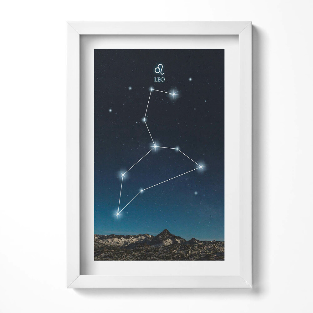 Obraz s rámem elegantní Zodiac souhvězdí Lva