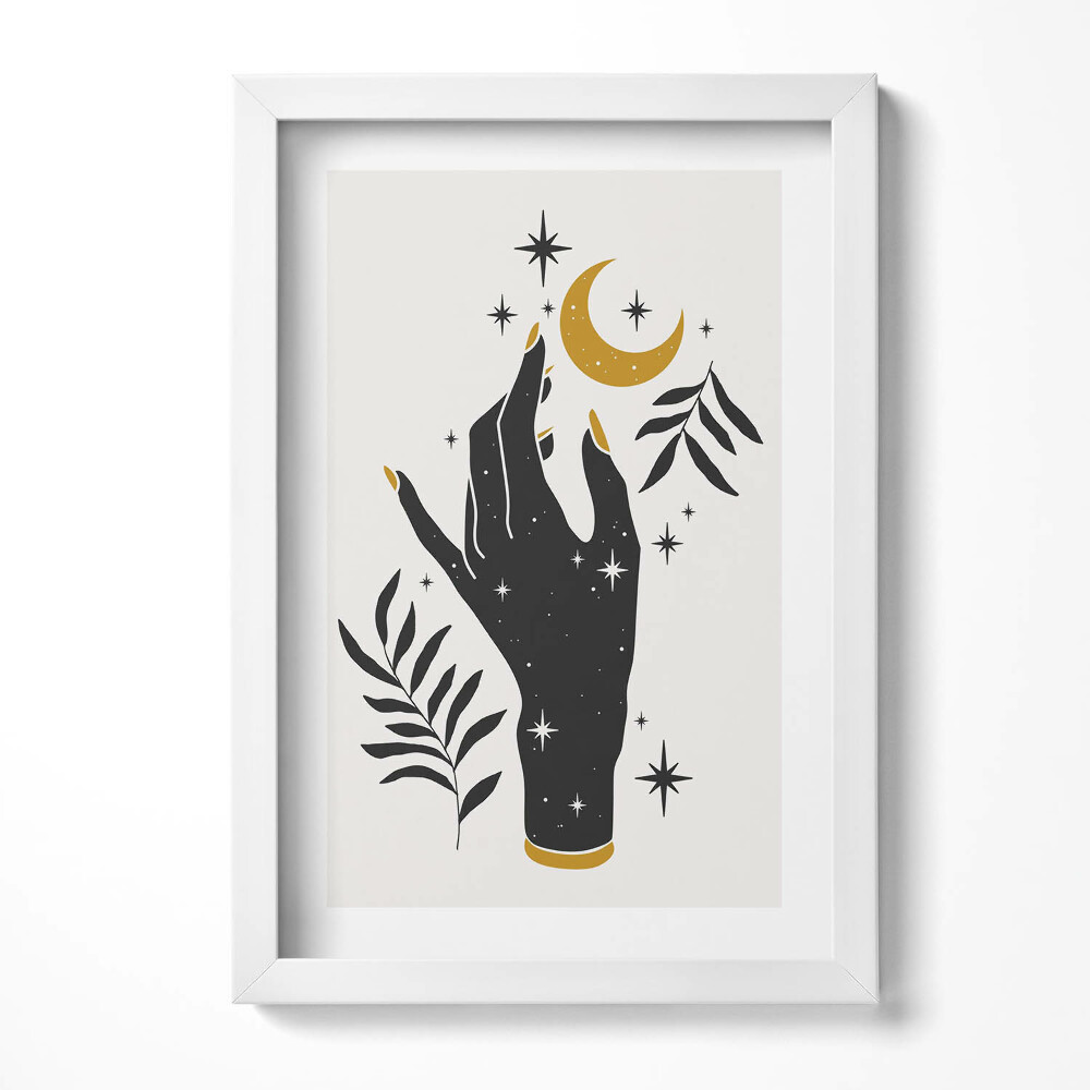 Obraz s rámem elegantní Ilustrace ženské ruky a hvězd