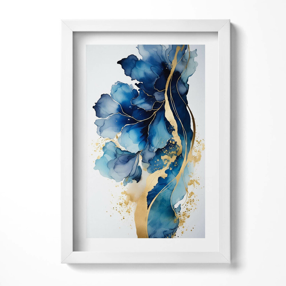 Obraz s rámem elegantní Abstraktní malba rostlin ve zlatě