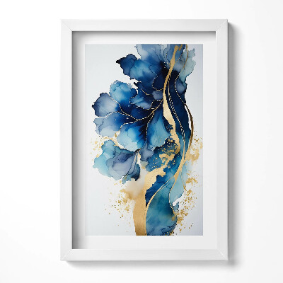 Obraz s rámem elegantní Abstraktní malba rostlin ve zlatě