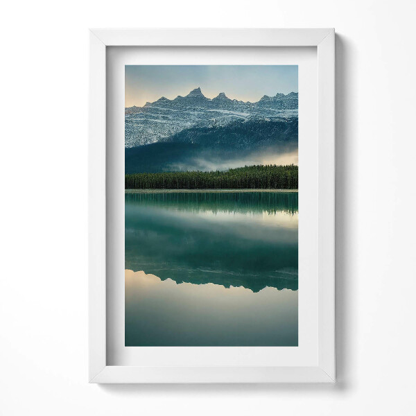 Obraz s rámem elegantní Krajina lesní jezero a hory