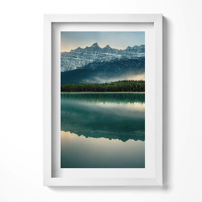 Obraz s rámem elegantní Krajina lesní jezero a hory