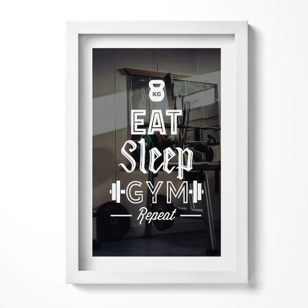 Obraz na MDF Motivační nápis "Eat Sleep gym repeat"