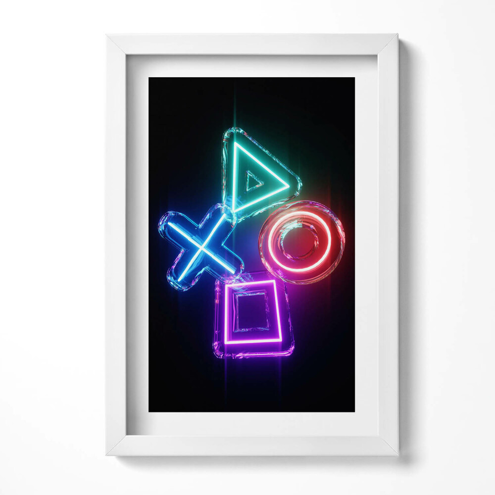 Obraz s rámem elegantní Symboly hráčů - znaky na konzole