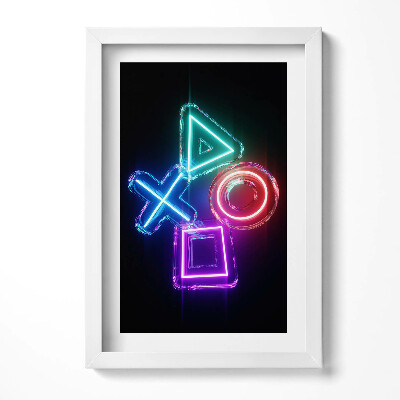 Obraz s rámem elegantní Symboly hráčů - znaky na konzole