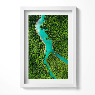 Obraz s rámem elegantní Řeka v tropických lesích z ptačí perspektivy