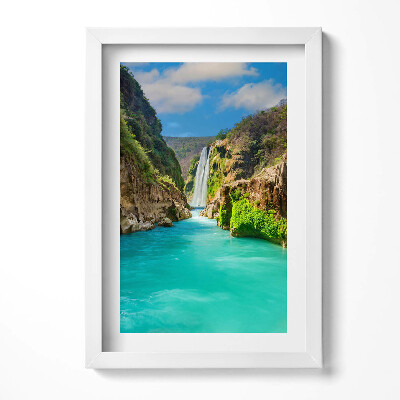 Obraz s rámem elegantní Tropický vodopád a řeka