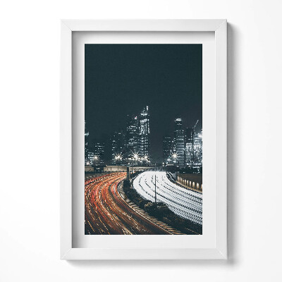 Obraz s rámem elegantní Rušné ulice města v noci