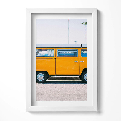 Obraz s rámem elegantní Žluté auto na dovolenou