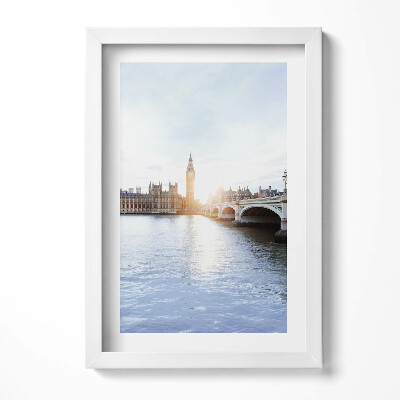 Obraz s rámem elegantní Pohled na most a hodiny v Londýně