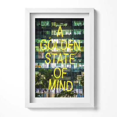 Obraz s rámem elegantní Žlutá neonová světla na budově