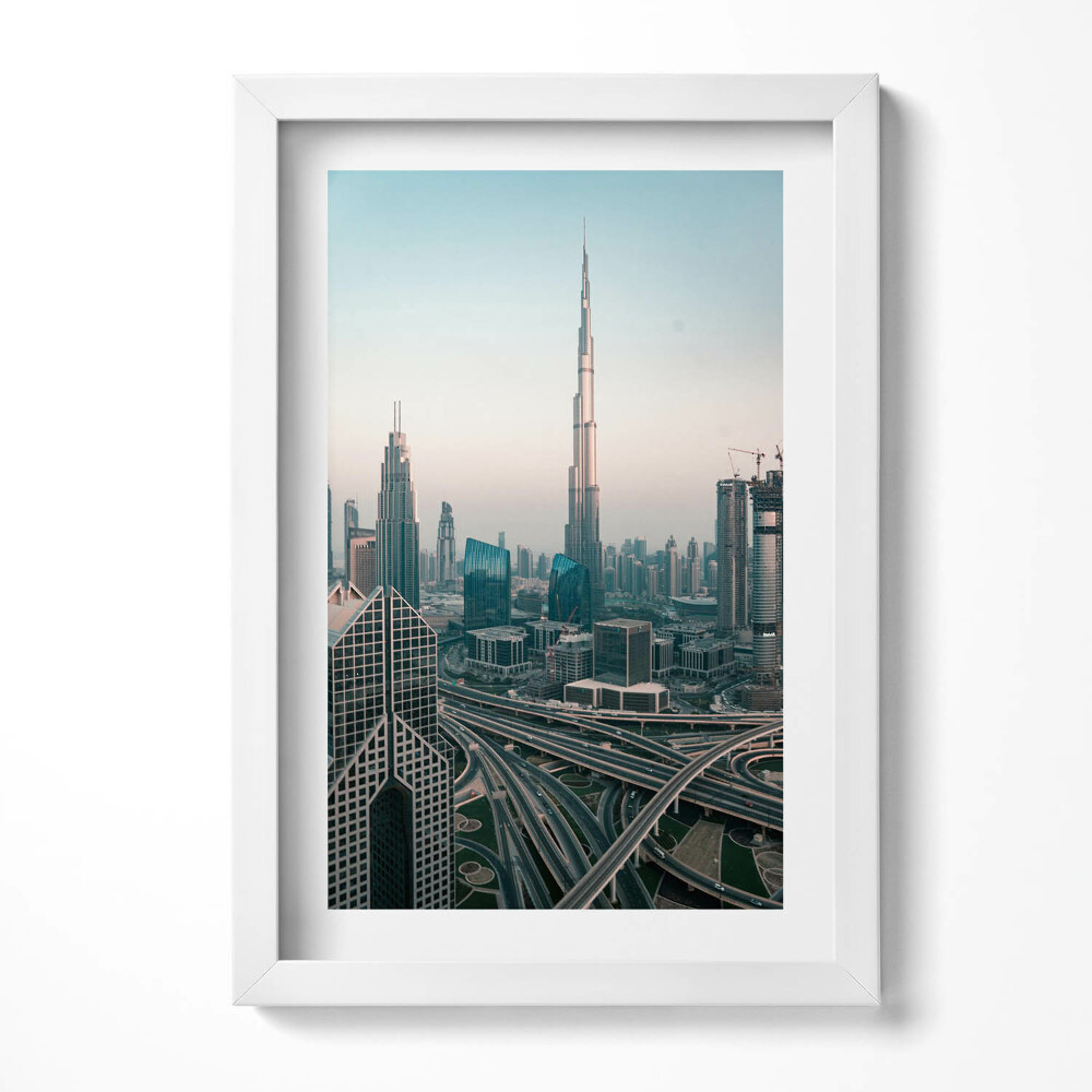 Obraz s rámem elegantní Moderní Dubaj z ptačí perspektivy