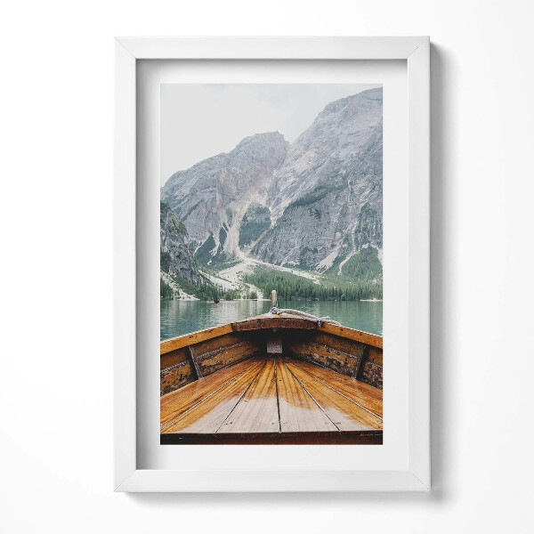 Obraz s rámem elegantní Pohled z lodi na horské jezero