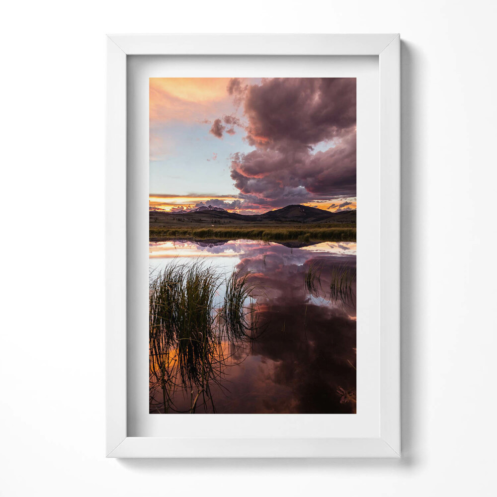 Obraz s rámem elegantní Mraky nad jezerem