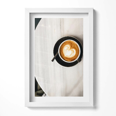 Obraz s rámem elegantní Šálek kávy se srdcem