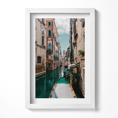 Obraz s rámem elegantní Gondola v benátském kanálu, Itálie