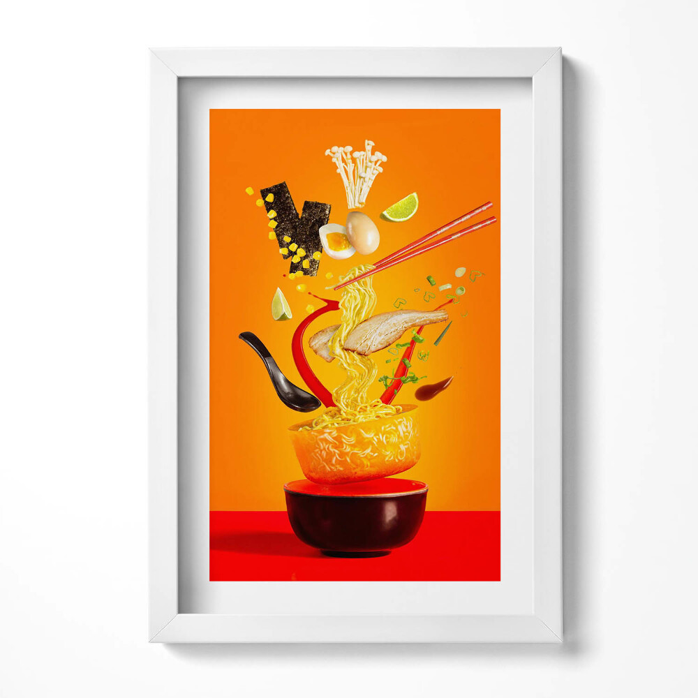 Obraz s rámem elegantní Ramen polévka ilustrace - kuchyňský motiv