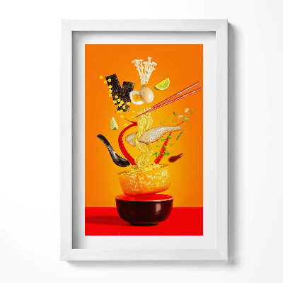 Obraz s rámem elegantní Ramen polévka ilustrace - kuchyňský motiv