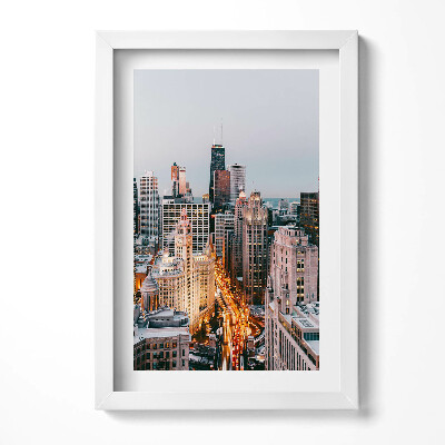 Obraz s rámem elegantní Panorama velkoměsta ve večerních hodinách