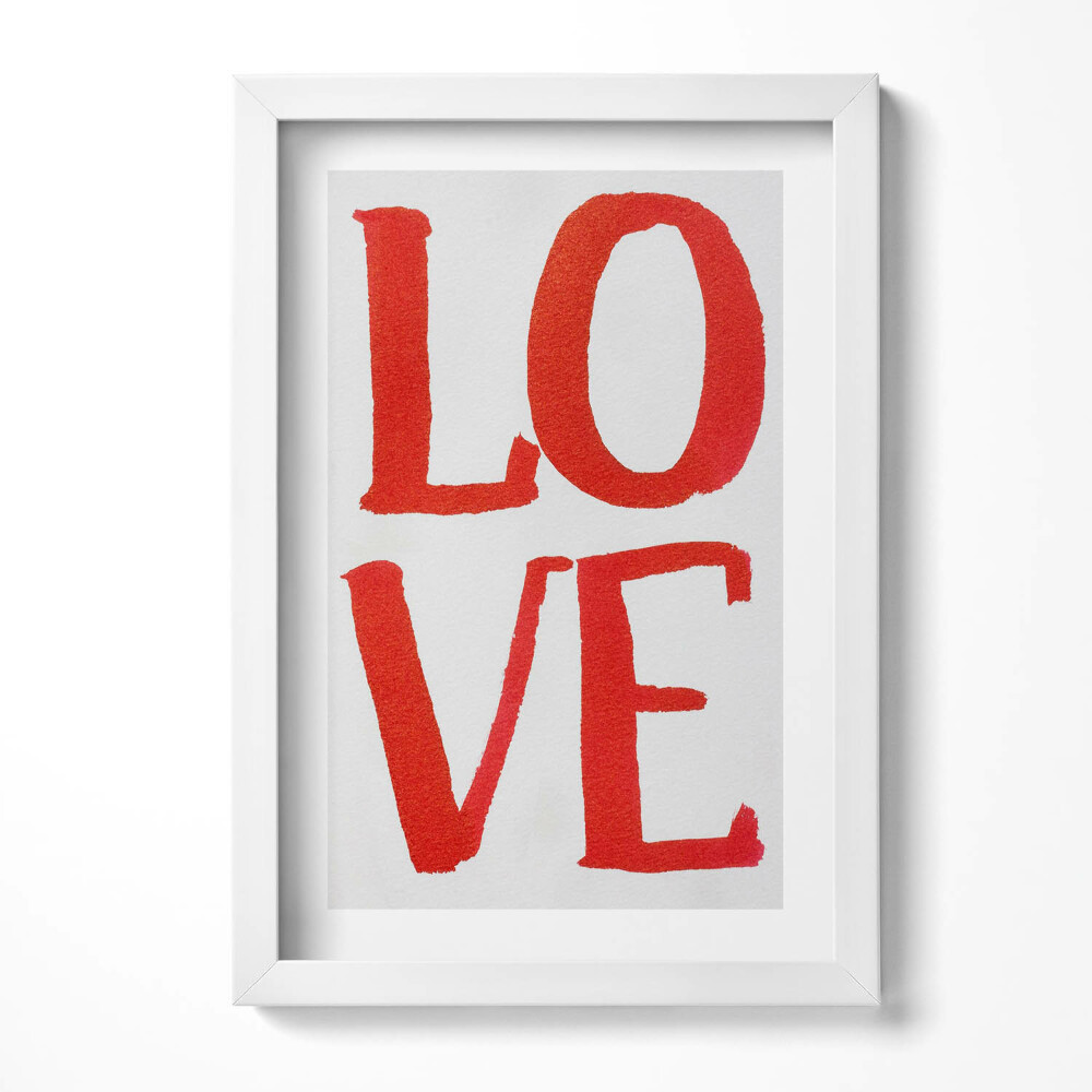 Obraz s rámem elegantní Červený graffiti nápis LOVE