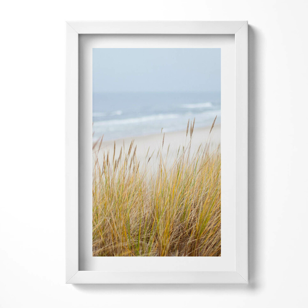 Obraz s rámem elegantní Krajina přímořské pláže a trávy
