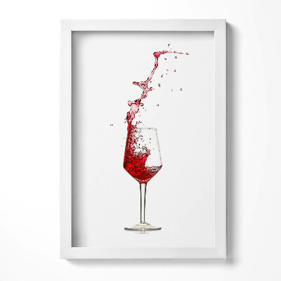 Obraz s rámem elegantní Sklenice s rozléváním červeného vína