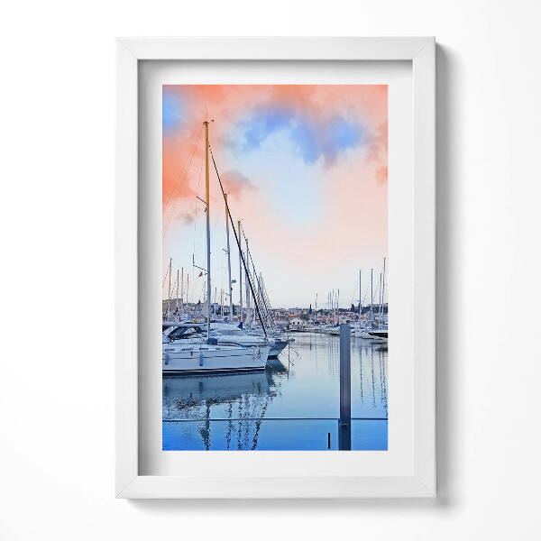 Obraz s rámem elegantní Krajina lodí na jezeře