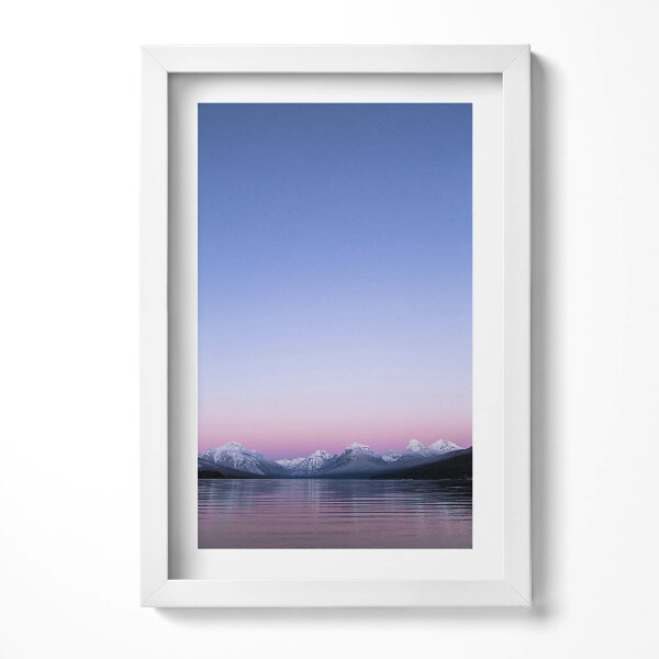 Obraz s rámem elegantní Krajina hor a jezera, minimalismus
