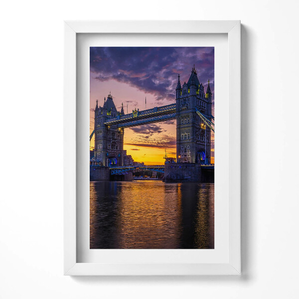 Obraz s rámem elegantní Brooklynský most a londýnská vodní hladina
