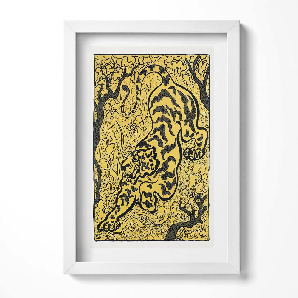 Obraz s rámem elegantní Čínský tygr ilustrace