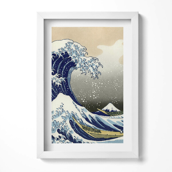Obraz s rámem elegantní Velká vlna v Kanagawě