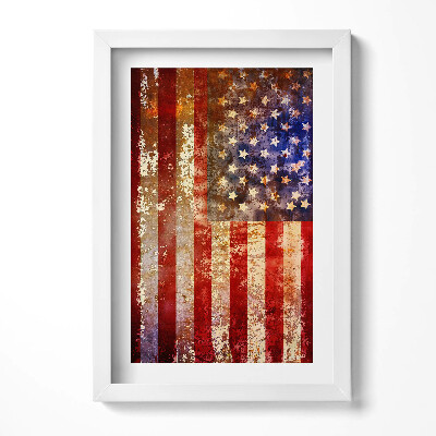 Obraz s rámem elegantní Vlajka USA v retro stylu