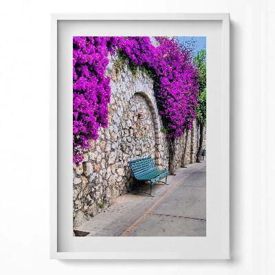 Obraz v rámu dekorativní Cesta s květinami v Capri, Itálie