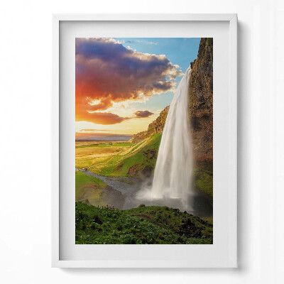 Obraz v rámu dekorativní Vodopád na Islandu