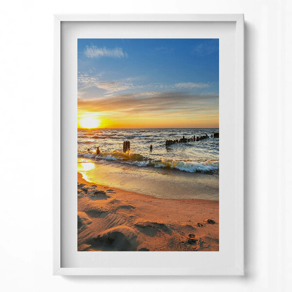 Obraz v rámu dekorativní Východ slunce nad mořem