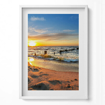 Obraz v rámu dekorativní Východ slunce nad mořem