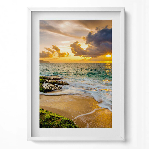 Obraz v rámu dekorativní Břeh pláže při západu slunce