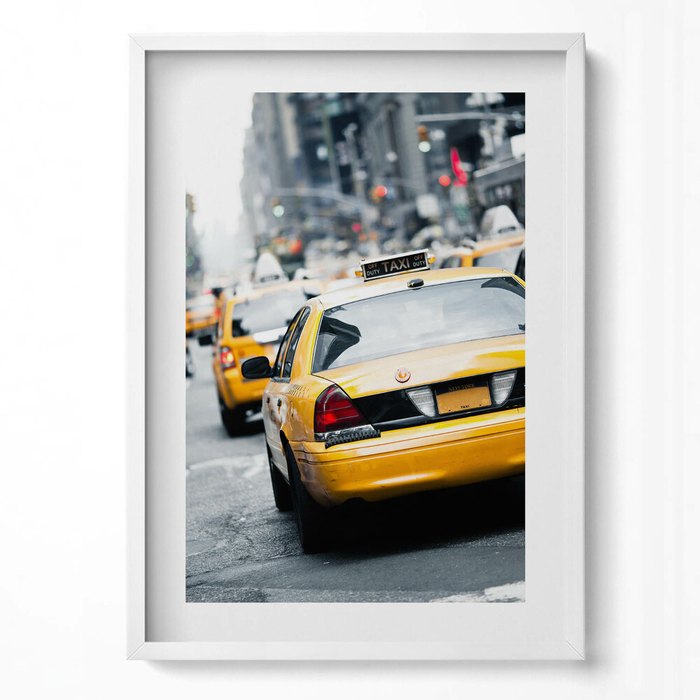 Obraz v rámu dekorativní Newyorské taxíky v městské dopravní zácpě