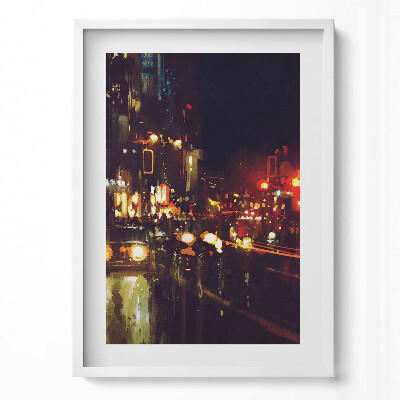 Obraz v rámu dekorativní Rozmazané malované město